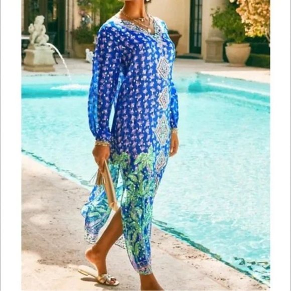 Lilly Pulitzer Dresses & Skirts - Lilly Pulitzer Jupiter Silk Maxi Caftan Fan Favorite